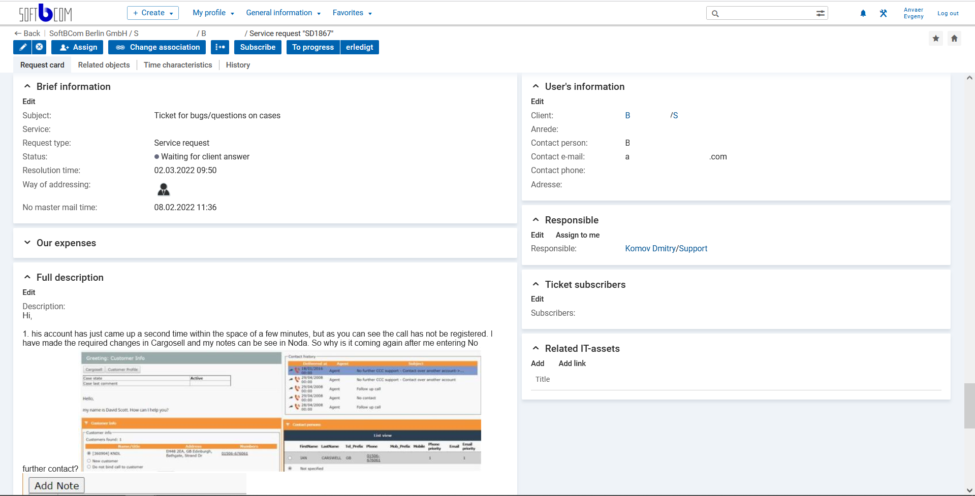 screenshot of SoftBCom Help Desk